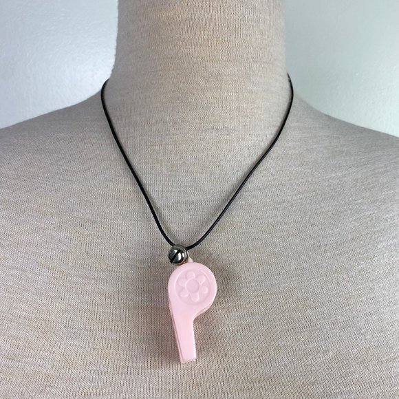 Vintage Jewelry Vintage 8s Plastic Bell Charm Pink Whistle Necklace Poshmark